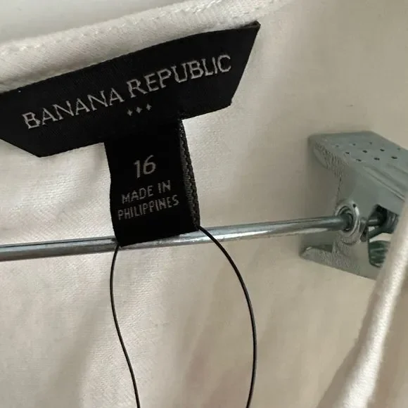 Banana Republic LINEN COTTON SHIFT DRESS sleeveless size 16 off white midi belt - Picture 5 of 11